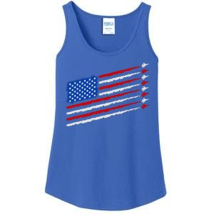 Cool USA American Flag Air Show Jet Planes Ladies Essential Tank