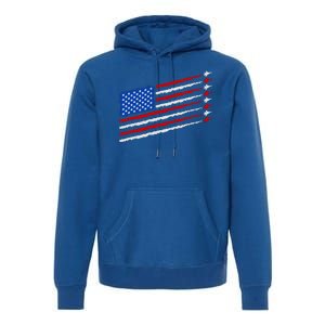 Cool USA American Flag Air Show Jet Planes Premium Hoodie