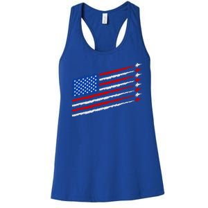 Cool USA American Flag Air Show Jet Planes Women's Racerback Tank