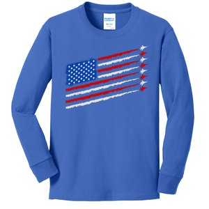 Cool USA American Flag Air Show Jet Planes Kids Long Sleeve Shirt