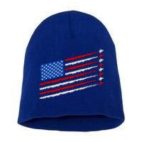 Cool USA American Flag Air Show Jet Planes Short Acrylic Beanie