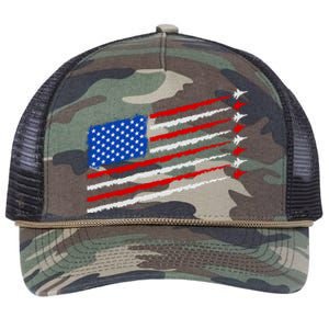 Cool USA American Flag Air Show Jet Planes Retro Rope Trucker Hat Cap