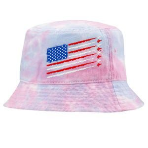 Cool USA American Flag Air Show Jet Planes Tie-Dyed Bucket Hat