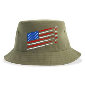 Cool USA American Flag Air Show Jet Planes Sustainable Bucket Hat