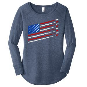 Cool USA American Flag Air Show Jet Planes Women's Perfect Tri Tunic Long Sleeve Shirt