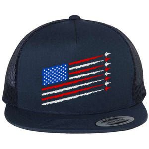 Cool USA American Flag Air Show Jet Planes Flat Bill Trucker Hat