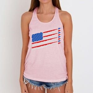 Cool USA American Flag Air Show Jet Planes Women's Knotted Racerback Tank