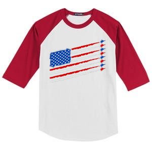 Cool USA American Flag Air Show Jet Planes Kids Colorblock Raglan Jersey