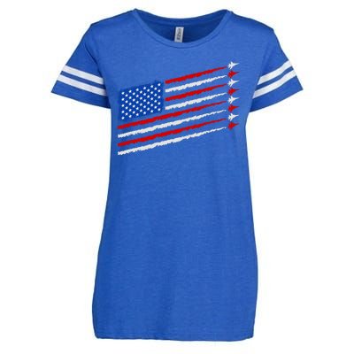 Cool USA American Flag Air Show Jet Planes Enza Ladies Jersey Football T-Shirt