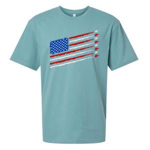 Cool USA American Flag Air Show Jet Planes Sueded Cloud Jersey T-Shirt