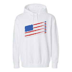 Cool USA American Flag Air Show Jet Planes Garment-Dyed Fleece Hoodie