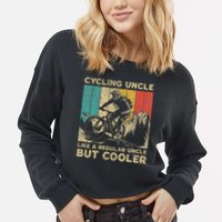 Cycling Uncle Bicycle Riding Cyclist Cropped Pullover Crew