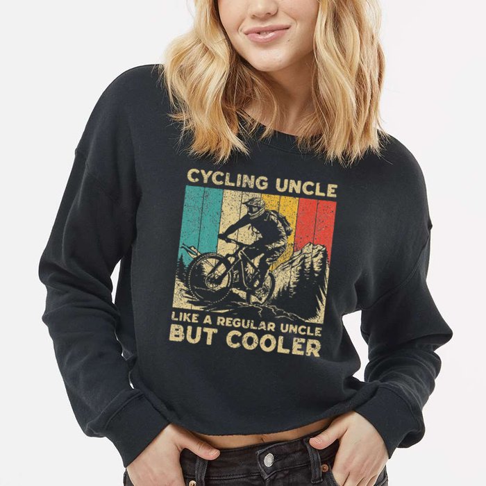 Cycling Uncle Bicycle Riding Cyclist Cropped Pullover Crew