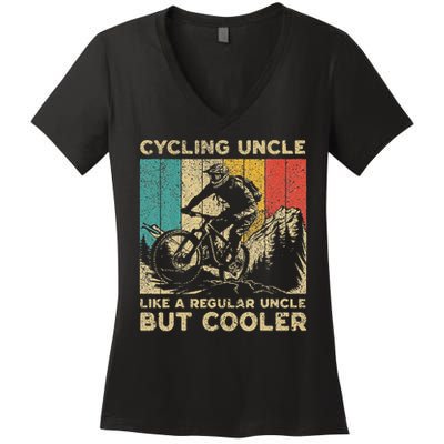 Cycling Uncle Bicycle Riding Cyclist Women's V-Neck T-Shirt