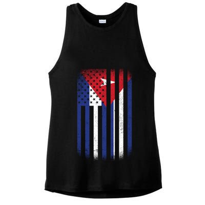 Vintage Cuban Flag Ladies PosiCharge Tri-Blend Wicking Tank