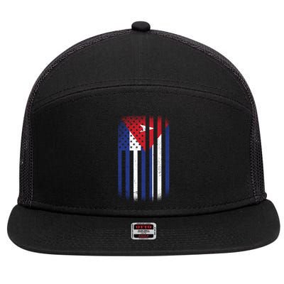 Vintage Cuban Flag 7 Panel Mesh Trucker Snapback Hat