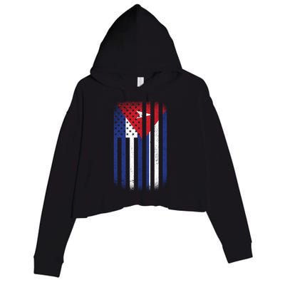 Vintage Cuban Flag Crop Fleece Hoodie