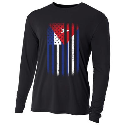 Vintage Cuban Flag Cooling Performance Long Sleeve Crew