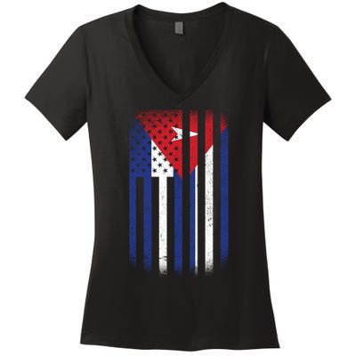Vintage Cuban Flag Women's V-Neck T-Shirt
