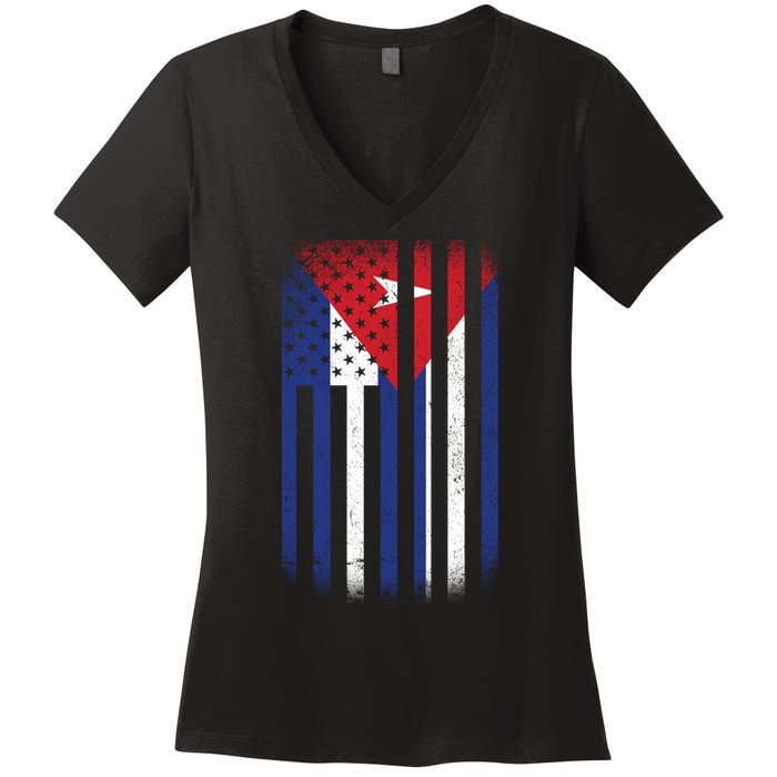 Vintage Cuban Flag Women's V-Neck T-Shirt
