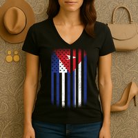 Vintage Cuban Flag Women's V-Neck T-Shirt