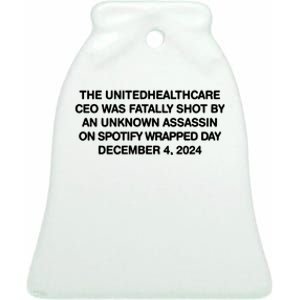 Ceo Unitedhealth Brian Thompson Rip Ceramic Bell Ornament