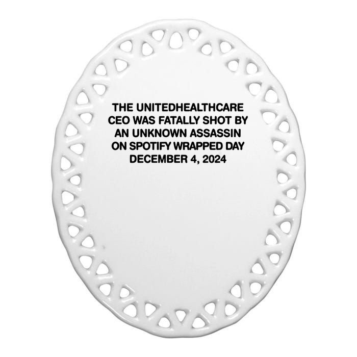 Ceo Unitedhealth Brian Thompson Rip Ceramic Oval Ornament