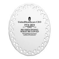 Ceo Unitedhealth Brian Thompson Rip Prayer Ceramic Oval Ornament