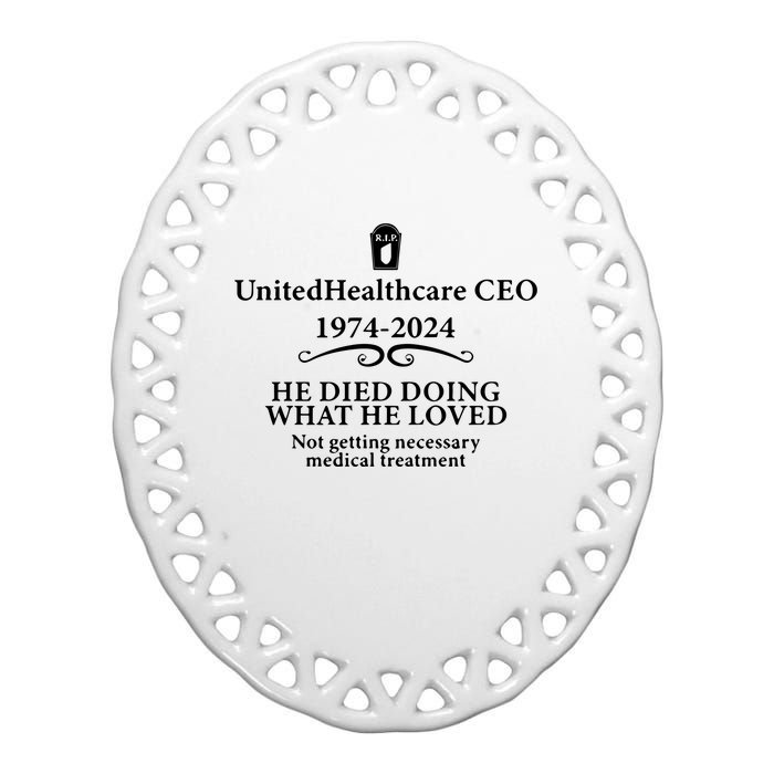 Ceo Unitedhealth Brian Thompson Rip Prayer Ceramic Oval Ornament