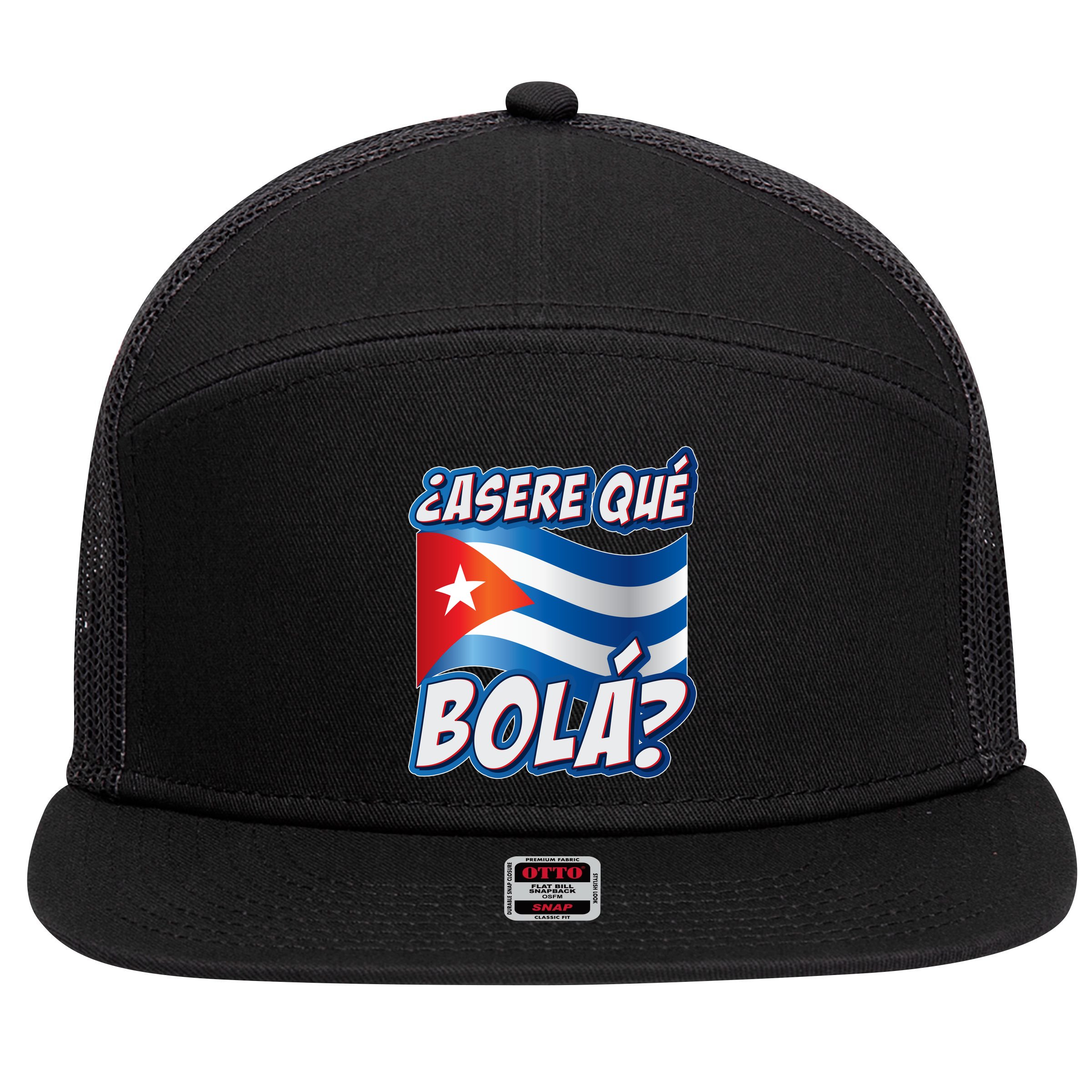 Cuba Asere Que Bola?  7 Panel Mesh Trucker Snapback Hat