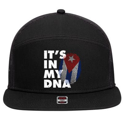 Cuba It's In My DNA Cuban Flag Fingerprint 7 Panel Mesh Trucker Snapback Hat