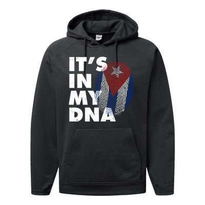 Cuba It's In My DNA Cuban Flag Fingerprint Performance Fleece Hoodie