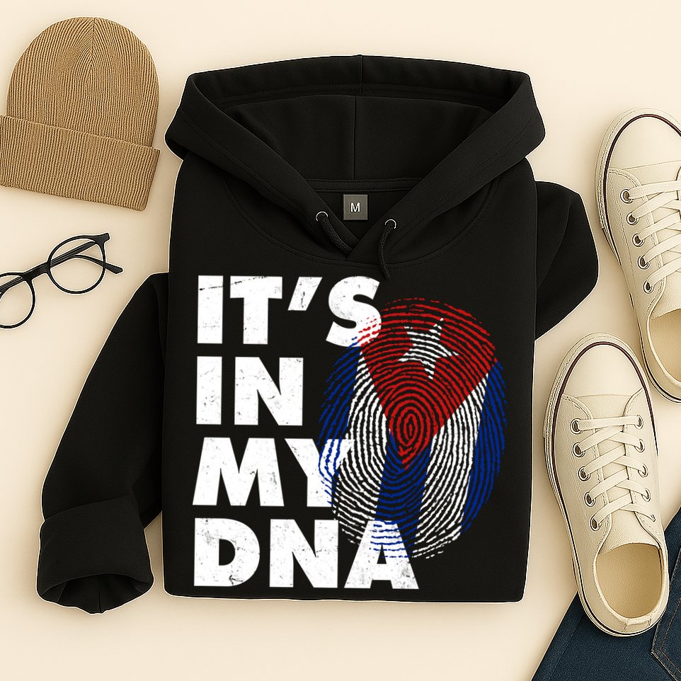 Cuba It's In My DNA Cuban Flag Fingerprint Hoodie