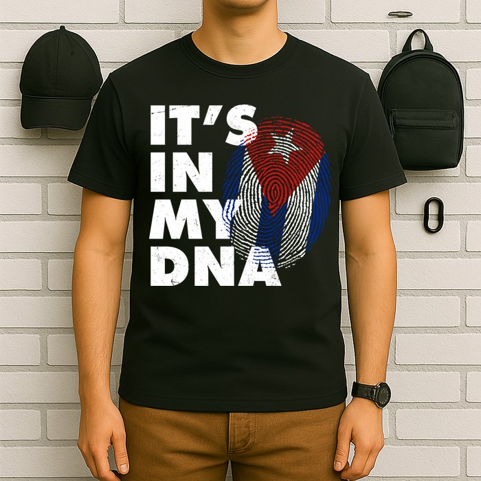 Cuba It's In My DNA Cuban Flag Fingerprint T-Shirt