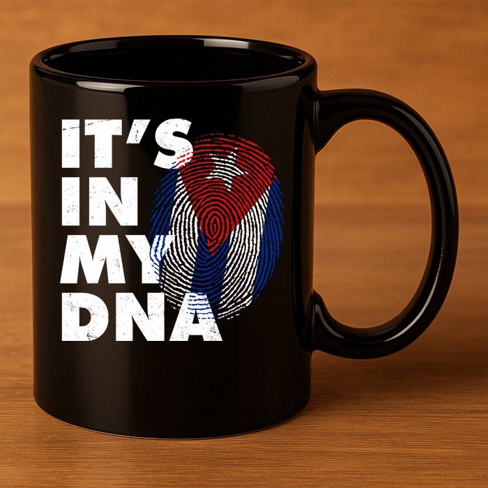 Cuba It's In My DNA Cuban Flag Fingerprint 11oz C Handle Ceramic Mug
