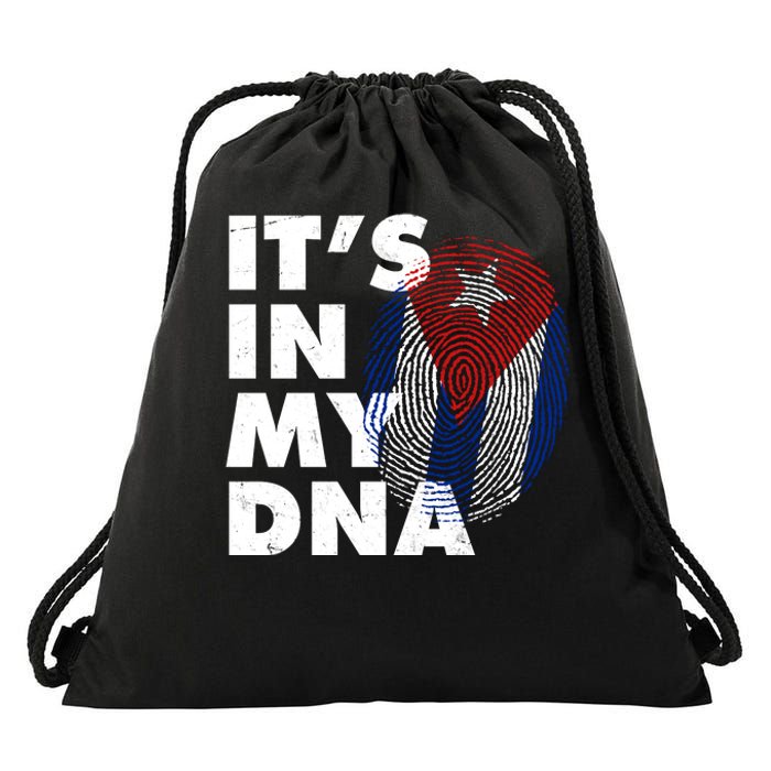 Cuba It's In My DNA Cuban Flag Fingerprint Drawstring Bag