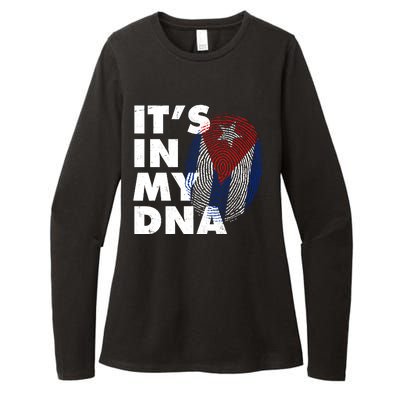 Cuba It's In My DNA Cuban Flag Fingerprint Womens CVC Long Sleeve Shirt