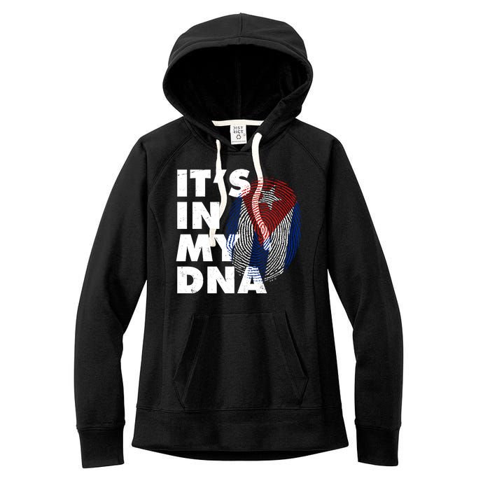 Cuba It's In My DNA Cuban Flag Fingerprint Women's Fleece Hoodie