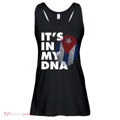Cuba It's In My DNA Cuban Flag Fingerprint Ladies Essential Flowy Tank