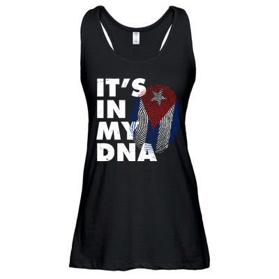 Cuba It's In My DNA Cuban Flag Fingerprint Ladies Essential Flowy Tank