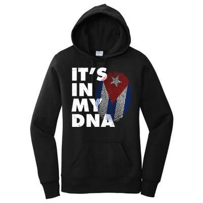 Cuba It's In My DNA Cuban Flag Fingerprint Women's Pullover Hoodie
