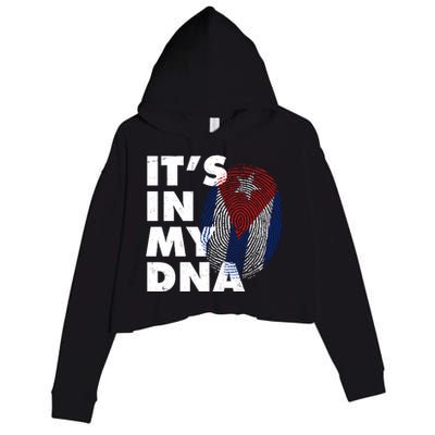 Cuba It's In My DNA Cuban Flag Fingerprint Crop Fleece Hoodie