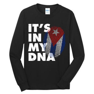 Cuba It's In My DNA Cuban Flag Fingerprint Tall Long Sleeve T-Shirt