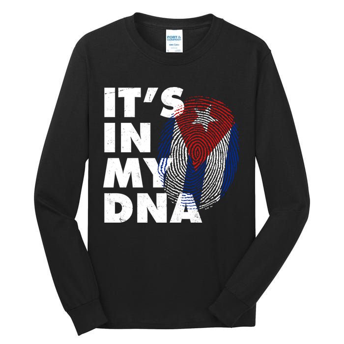 Cuba It's In My DNA Cuban Flag Fingerprint Tall Long Sleeve T-Shirt