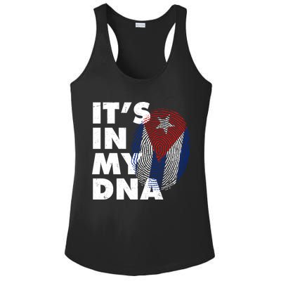 Cuba It's In My DNA Cuban Flag Fingerprint Ladies PosiCharge Competitor Racerback Tank