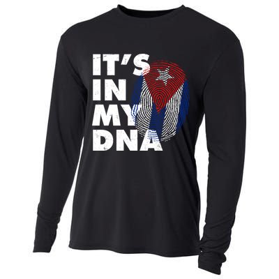 Cuba It's In My DNA Cuban Flag Fingerprint Cooling Performance Long Sleeve Crew