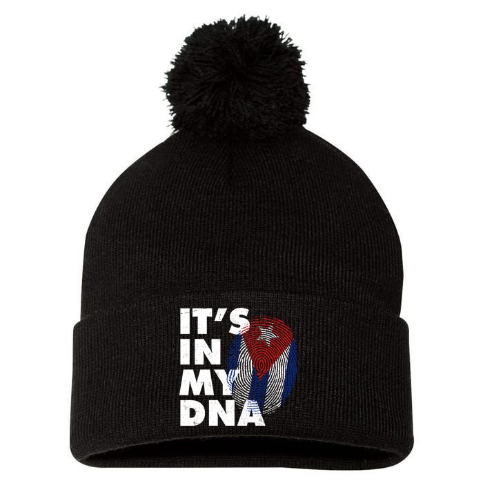 Cuba It's In My DNA Cuban Flag Fingerprint Pom Pom 12in Knit Beanie