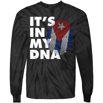 Cuba It's In My DNA Cuban Flag Fingerprint Tie-Dye Long Sleeve Shirt