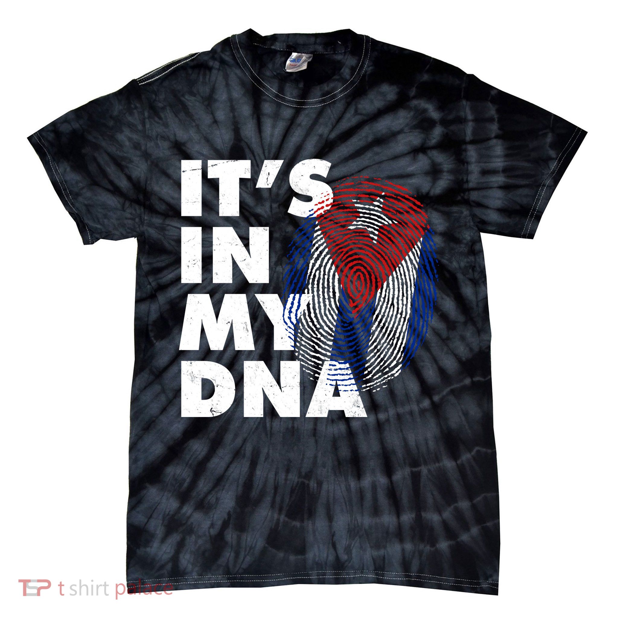 Cuba It's In My DNA Cuban Flag Fingerprint Tie-Dye T-Shirt