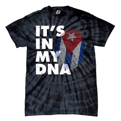 Cuba It's In My DNA Cuban Flag Fingerprint Tie-Dye T-Shirt